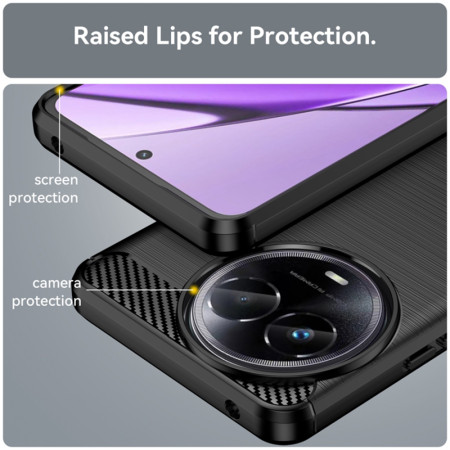 Husa Carbon compatibila Realme 11 5G, Tech Protects, Negru