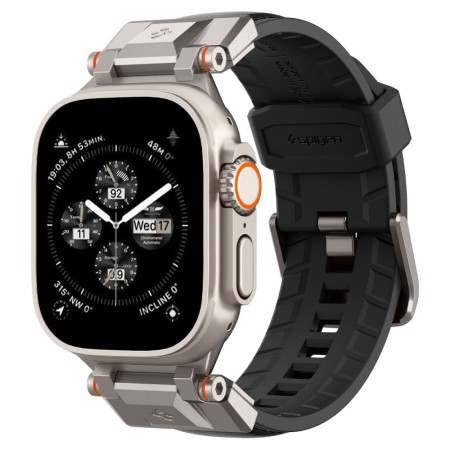 Curea pentru Apple Watch 1/2/3/4/5/6/7/8/9/SE/SE 2/Ultra/Ultra 2 (42/44/45/49mm) - Spigen DuraPro Armor PU - Black