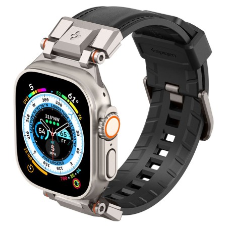 Curea pentru Apple Watch 1/2/3/4/5/6/7/8/9/SE/SE 2/Ultra/Ultra 2 (42/44/45/49mm) - Spigen DuraPro Armor PU - Black