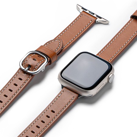 Curea pentru Apple Watch 1/2/3/4/5/6/7/8/9/SE/SE 2 (38/40/41mm) - Ringke Leather One Slim - Brown