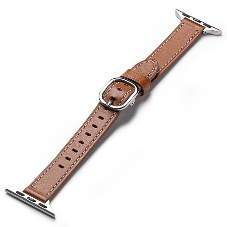 Curea pentru Apple Watch 1/2/3/4/5/6/7/8/9/SE/SE 2 (38/40/41mm) - Ringke Leather One Slim - Brown