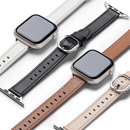 Curea pentru Apple Watch 1/2/3/4/5/6/7/8/9/SE/SE 2 (38/40/41mm) - Ringke Leather One Slim - Brown