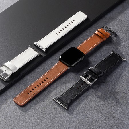 Curea pentru Apple Watch 1/2/3/4/5/6/7/8/9/SE/SE 2/Ultra/Ultra 2 (42/44/45/49mm) - Ringke Leather One Basic Bold - Black