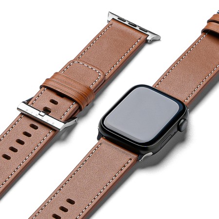 Curea pentru Apple Watch 1/2/3/4/5/6/7/8/9/SE/SE 2/Ultra/Ultra 2 (42/44/45/49mm) - Ringke Leather One Basic Bold - Brown