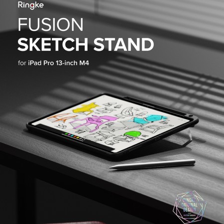 Husa pentru iPad Pro 13 (2024) - Ringke Fusion Sketch Stand - Smoke Black