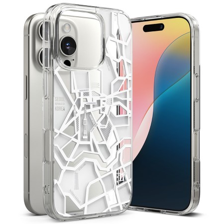 Husa pentru iPhone 16 Pro Max - Ringke Fusion Design - Seoul Map White