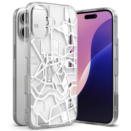 Husa pentru iPhone 16 Plus - Ringke Fusion Design - Seoul Map White