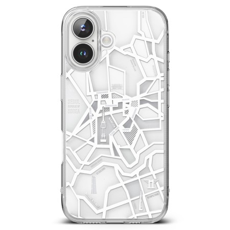 Husa pentru iPhone 16 - Ringke Fusion Design - Seoul Map White