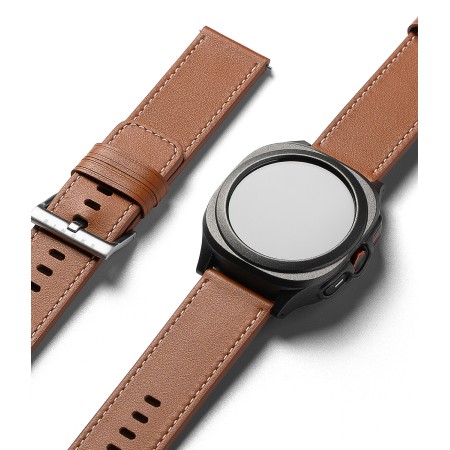 Curea pentru Fossil Hybrid 24mm / Mobvoi TicWatch Pro 5 / Suunto 9 / Suunto 9 Baro / Suunto D5 - Ringke Leather One Basic Bold - Brown