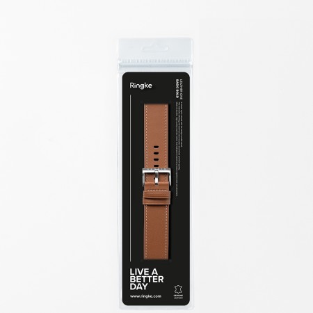 Curea pentru Fossil Hybrid 24mm / Mobvoi TicWatch Pro 5 / Suunto 9 / Suunto 9 Baro / Suunto D5 - Ringke Leather One Basic Bold - Brown