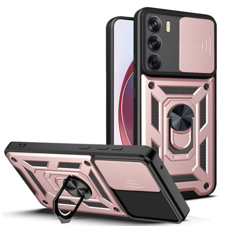 Husa pentru Oppo Reno12, CamShield Protectie Camera, Magnetic, Slide si Snap, Rose Gold