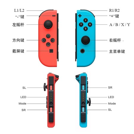 Gamepad pentru Nintendo 450mAh - Techsuit (THSWC) - Red/Blue