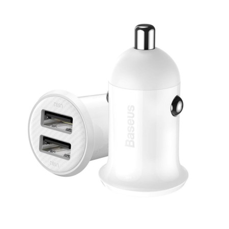 Incarcator Auto 2x USB, 4.8A - Baseus (CCALLP-02) - White