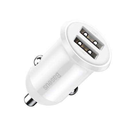 Incarcator Auto 2x USB, 4.8A - Baseus (CCALLP-02) - White