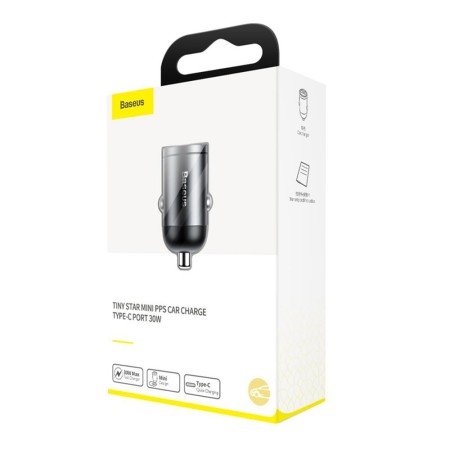 Incarcator pentru Masina tip C, Quick Charging, 30W - Baseus Tiny Star Mini (C00035000817-Z2/VCHX-B0G) - Space Grey