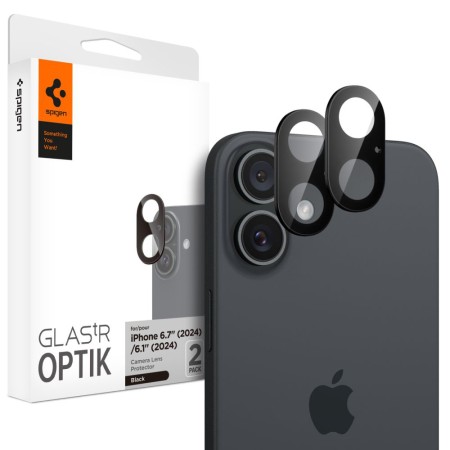 Folie Camera pentru iPhone 16 / iPhone 16 Plus (set 2) - Spigen Glas.tR Optik - Black