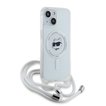 Husa pentru iPhone 15 / iPhone 14 / iPhone 13 - Karl Lagerfeld IML MagSafe (KLHMP14SHCCHNT) - Transparent Choupette HeadandCord