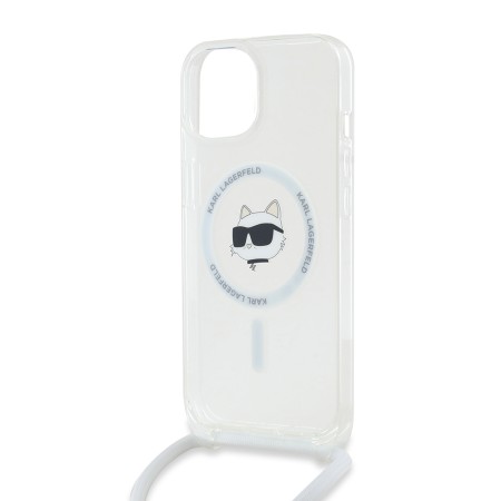 Husa pentru iPhone 15 / iPhone 14 / iPhone 13 - Karl Lagerfeld IML MagSafe (KLHMP14SHCCHNT) - Transparent Choupette HeadandCord