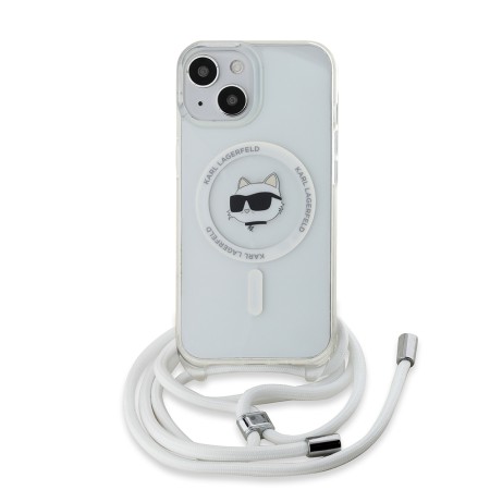 Husa pentru iPhone 15 / iPhone 14 / iPhone 13 - Karl Lagerfeld IML MagSafe (KLHMP14SHCCHNT) - Transparent Choupette HeadandCord