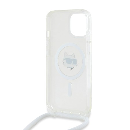 Husa pentru iPhone 15 / iPhone 14 / iPhone 13 - Karl Lagerfeld IML MagSafe (KLHMP14SHCCHNT) - Transparent Choupette HeadandCord