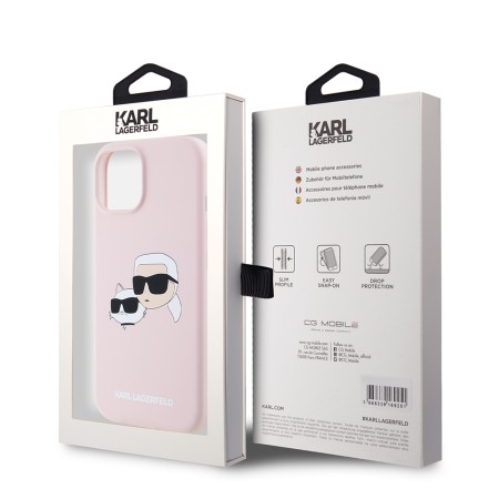 Husa pentru iPhone 15 / iPhone 14 / iPhone 13 - Karl Lagerfeld Silicone MagSafe (KLHMP15SSKCHPPLP) - Pink KarlandChoupette