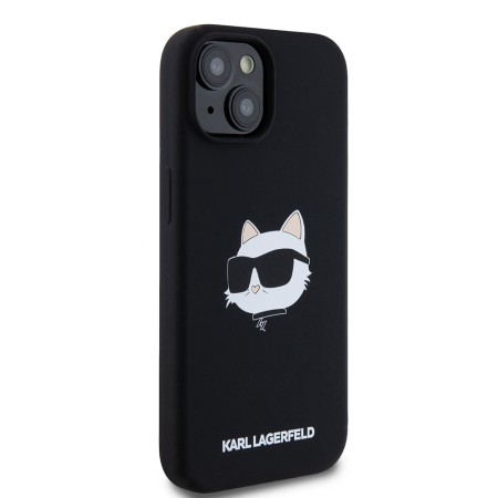 Husa pentru iPhone 15 / iPhone 14 / iPhone 13 - Karl Lagerfeld Silicone MagSafe (KLHMP15SSCHPPLK) - Choupette Head