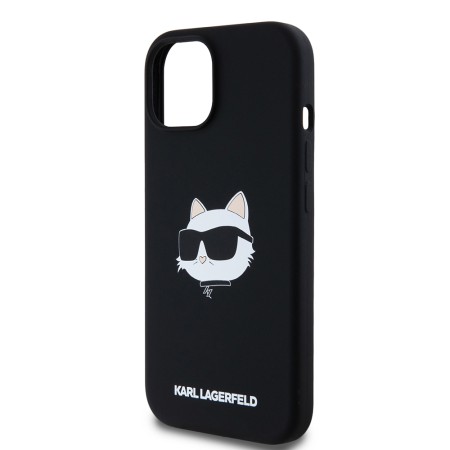 Husa pentru iPhone 15 / iPhone 14 / iPhone 13 - Karl Lagerfeld Silicone MagSafe (KLHMP15SSCHPPLK) - Choupette Head