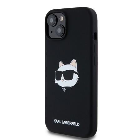 Husa pentru iPhone 15 / iPhone 14 / iPhone 13 - Karl Lagerfeld Silicone MagSafe (KLHMP15SSCHPPLK) - Choupette Head