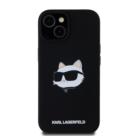 Husa pentru iPhone 15 / iPhone 14 / iPhone 13 - Karl Lagerfeld Silicone MagSafe (KLHMP15SSCHPPLK) - Choupette Head