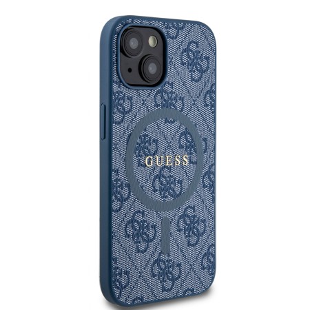 Husa pentru iPhone 15 / iPhone 14 / iPhone 13 - Guess 4G Collection Leather MagSafe (GUHMP15SG4GFRB) - Blue