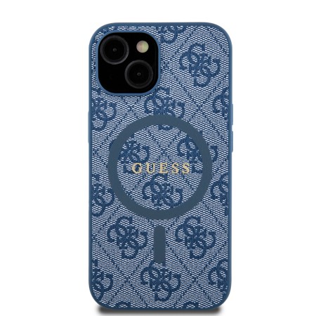 Husa pentru iPhone 15 Plus / iPhone 14 Plus - Guess 4G Collection Leather MagSafe (GUHMP15MG4GFRB) - Blue