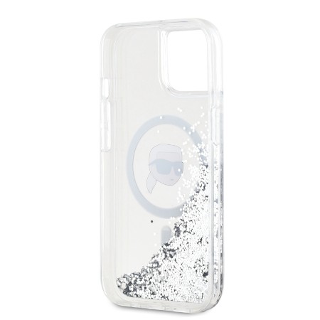 Husa pentru iPhone 15 / iPhone 14 / iPhone 13 - Karl Lagerfeld Liquid Glitter MagSafe (KLHMP15SLGKISGH) - Transparent Karl Head