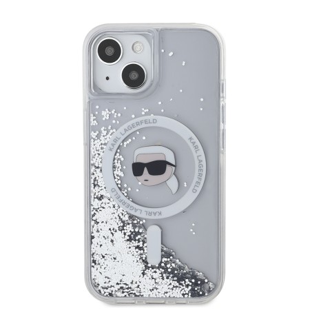 Husa pentru iPhone 15 / iPhone 14 / iPhone 13 - Karl Lagerfeld Liquid Glitter MagSafe (KLHMP15SLGKISGH) - Transparent Karl Head