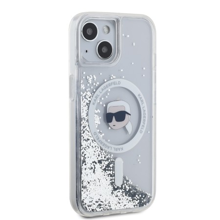 Husa pentru iPhone 15 / iPhone 14 / iPhone 13 - Karl Lagerfeld Liquid Glitter MagSafe (KLHMP15SLGKISGH) - Transparent Karl Head