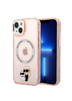 Husa iPhone 15 / iPhone 14 / iPhone 13 - Karl Lagerfeld Hardcase MagSafe (KLHMP14SHNKCIP) - Pink Iconic KarlandChoupette