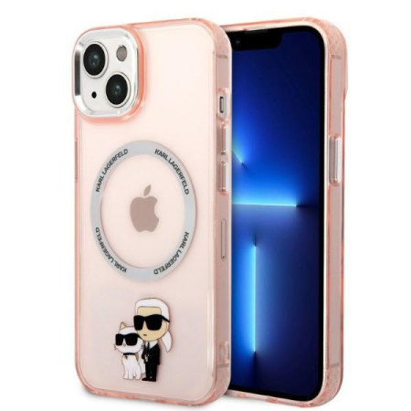 Husa iPhone 15 / iPhone 14 / iPhone 13 - Karl Lagerfeld Hardcase MagSafe (KLHMP14SHNKCIP) - Pink Iconic KarlandChoupette