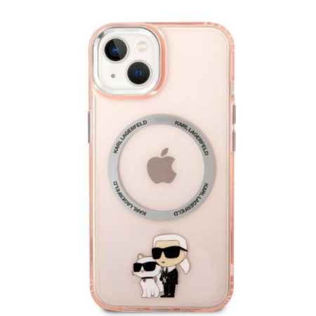 Husa iPhone 15 / iPhone 14 / iPhone 13 - Karl Lagerfeld Hardcase MagSafe (KLHMP14SHNKCIP) - Pink Iconic KarlandChoupette