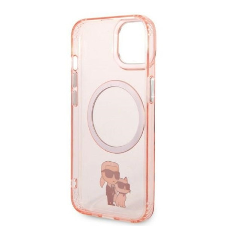 Husa iPhone 15 / iPhone 14 / iPhone 13 - Karl Lagerfeld Hardcase MagSafe (KLHMP14SHNKCIP) - Pink Iconic KarlandChoupette