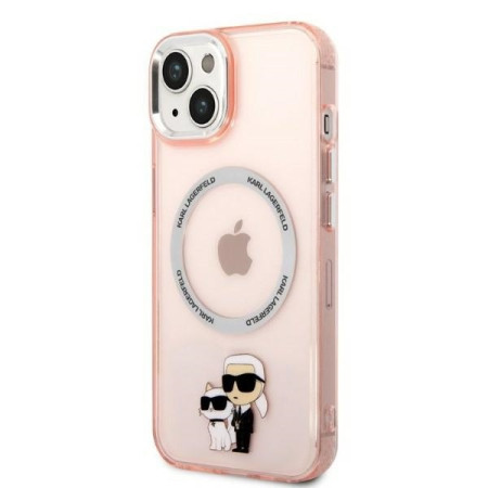 Husa iPhone 15 / iPhone 14 / iPhone 13 - Karl Lagerfeld Hardcase MagSafe (KLHMP14SHNKCIP) - Pink Iconic KarlandChoupette