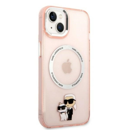 Husa iPhone 15 / iPhone 14 / iPhone 13 - Karl Lagerfeld Hardcase MagSafe (KLHMP14SHNKCIP) - Pink Iconic KarlandChoupette