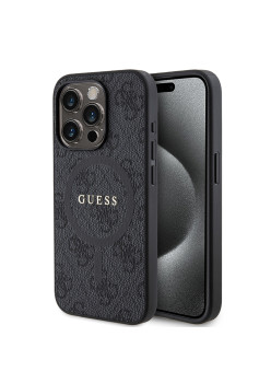 Husa pentru iPhone 15 Pro - Guess 4G Collection Leather MagSafe (GUHMP15LG4GFRK) - Black