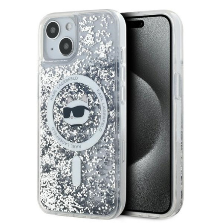 Husa pentru iPhone 15 / iPhone 14 / iPhone 13 - Karl Lagerfeld Liquid Glitter MagSafe (KLHMP14SLGCHSGH) - Clear Choupette Head