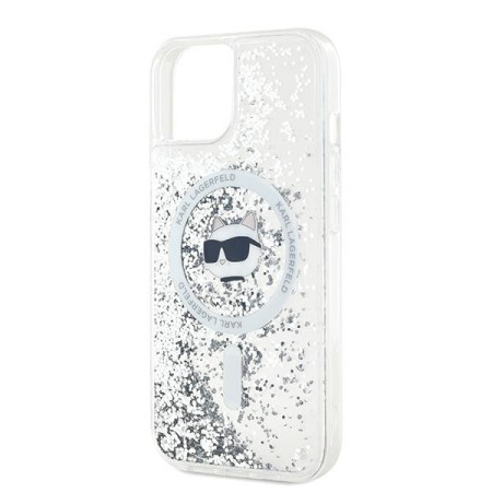 Husa pentru iPhone 15 / iPhone 14 / iPhone 13 - Karl Lagerfeld Liquid Glitter MagSafe (KLHMP14SLGCHSGH) - Clear Choupette Head