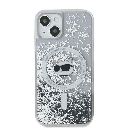 Husa pentru iPhone 15 / iPhone 14 / iPhone 13 - Karl Lagerfeld Liquid Glitter MagSafe (KLHMP14SLGCHSGH) - Clear Choupette Head