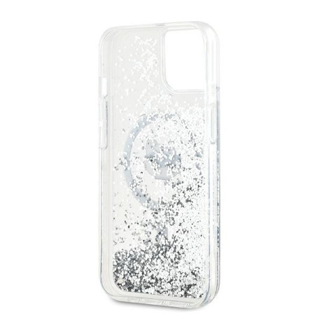 Husa pentru iPhone 15 / iPhone 14 / iPhone 13 - Karl Lagerfeld Liquid Glitter MagSafe (KLHMP14SLGCHSGH) - Clear Choupette Head