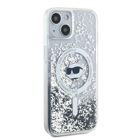 Husa pentru iPhone 15 / iPhone 14 / iPhone 13 - Karl Lagerfeld Liquid Glitter MagSafe (KLHMP14SLGCHSGH) - Clear Choupette Head