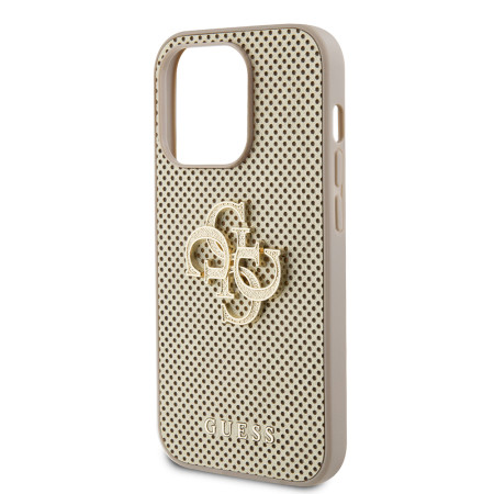 Husa pentru iPhone 15 Pro Max - Guess Leather Perforated 4G (GUHCP15XPSP4LGD) - Gold