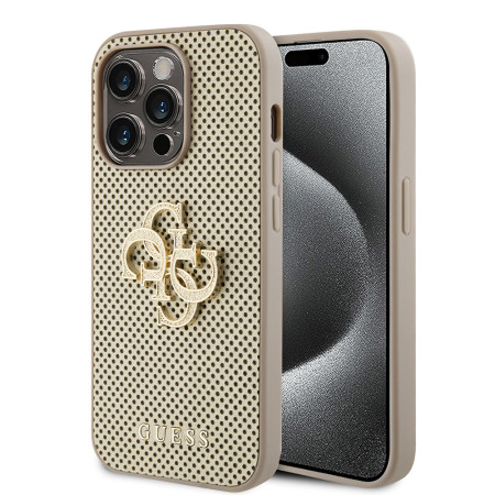 Husa pentru iPhone 15 Pro - Guess Leather Perforated 4G (GUHCP15LPSP4LGD) - Gold