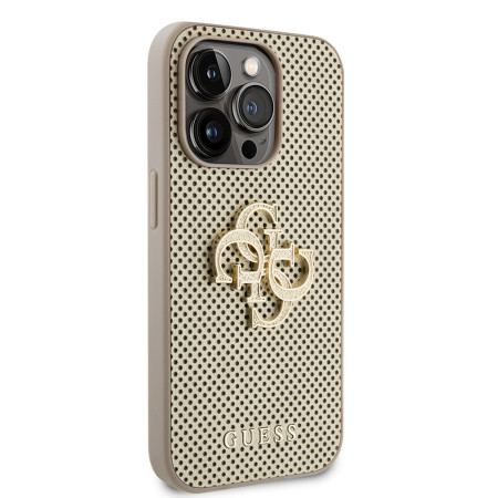 Husa pentru iPhone 15 Pro - Guess Leather Perforated 4G (GUHCP15LPSP4LGD) - Gold