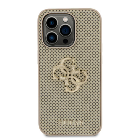 Husa pentru iPhone 15 Pro - Guess Leather Perforated 4G (GUHCP15LPSP4LGD) - Gold